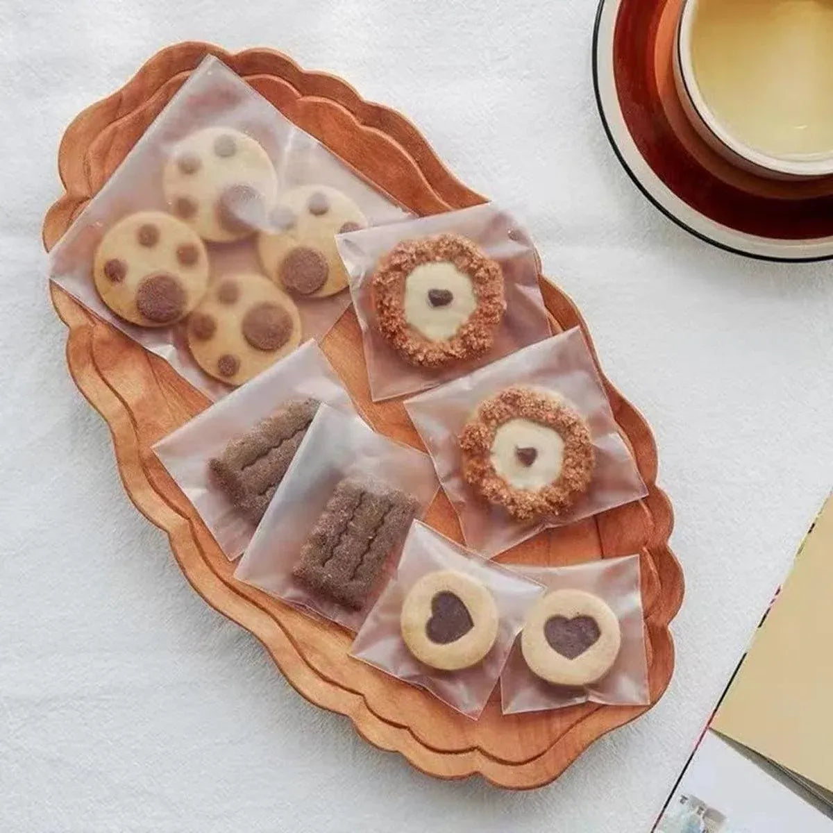 100X Translucent Plastic Candy Packaging Bags Self Adhesive Cookie Biscuit Bags - 8*10 V528-CLEAR8-SIZE-8-1081812