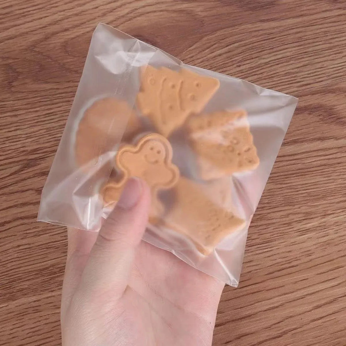 100X Translucent Plastic Candy Packaging Bags Self Adhesive Cookie Biscuit Bags - 8*10 V528-CLEAR8-SIZE-8-1081812