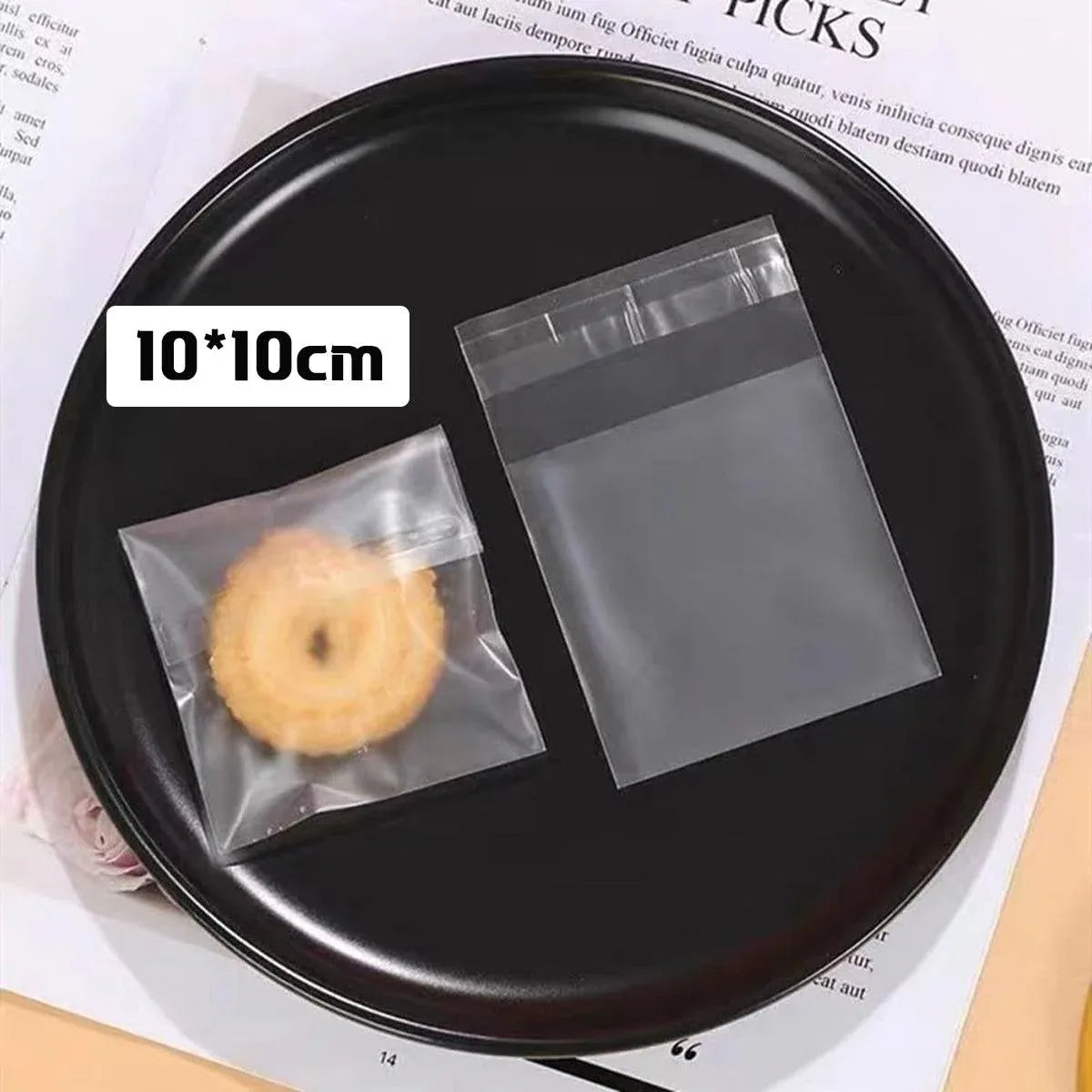 100X Translucent Plastic Candy Packaging Bags Self Adhesive Cookie Biscuit Bags - 8*10 V528-CLEAR8-SIZE-8-1081812