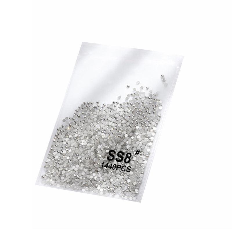 1440Pcs Glitter Rhinestones Crystal Flat Clear Bottom Glass Nail Art Nail Drill - Clear Crystal SS3 V528-CLEARCRYSTAL-SS3-964666