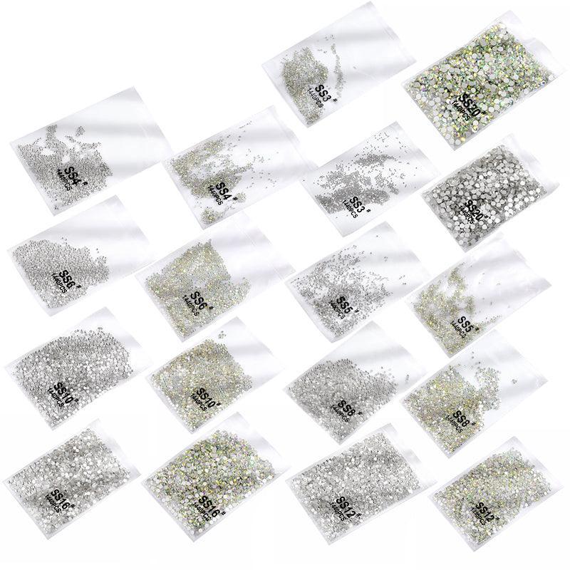 1440Pcs Glitter Rhinestones Crystal Flat Clear Bottom Glass Nail Art Nail Drill - Clear Crystal SS6 V528-CLEARCRYSTALSS6-35960
