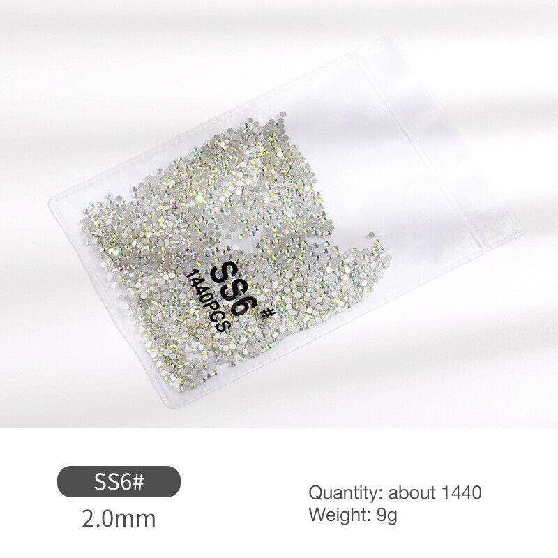 1440Pcs Glitter Rhinestones Crystal Flat Clear Bottom Glass Nail Art Nail Drill - Clear Crystal SS6 V528-CLEARCRYSTALSS6-35960