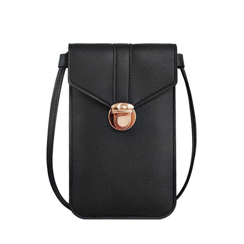 Touch Screen Crossbody Phone Bag with Clear Window PU Leather Wallet Purse - Black V528-CLEARPURSE-BLACK-9650