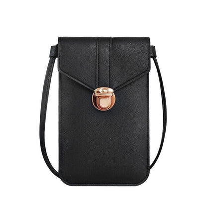 Touch Screen Crossbody Phone Bag with Clear Window PU Leather Wallet Purse - Black V528-CLEARPURSE-BLACK-9650