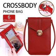 Touch Screen Crossbody Phone Bag with Clear Window PU Leather Wallet Purse - Black V528-CLEARPURSE-BLACK-9650