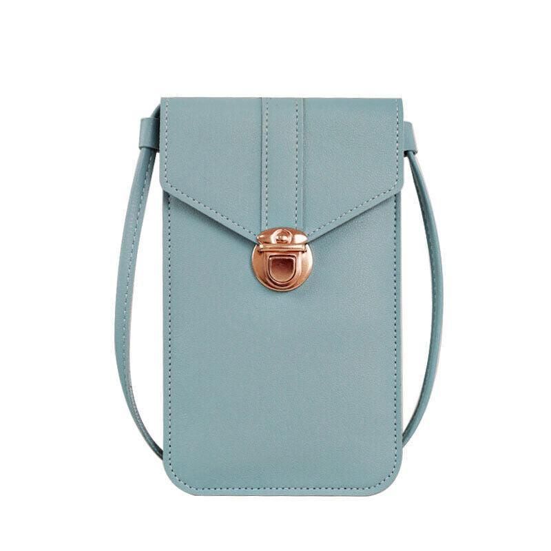 Touch Screen Crossbody Phone Bag with Clear Window PU Leather Wallet Purse - Blue V528-CLEARPURSE-BLUE-8462