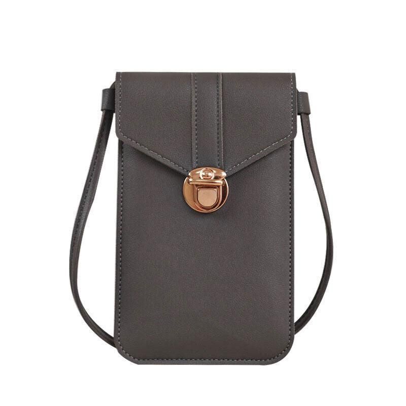 Touch Screen Crossbody Phone Bag with Clear Window PU Leather Wallet Purse - Blue V528-CLEARPURSE-BLUE-8462