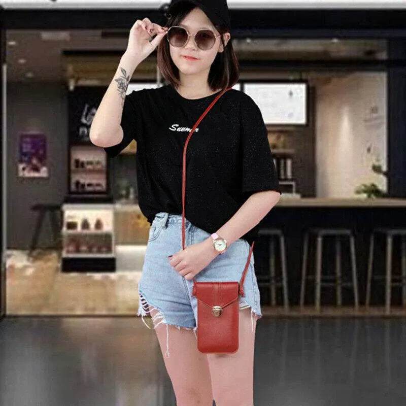 Touch Screen Crossbody Phone Bag with Clear Window PU Leather Wallet Purse - Blue V528-CLEARPURSE-BLUE-8462