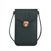 Touch Screen Crossbody Phone Bag with Clear Window PU Leather Wallet Purse - Green V528-CLEARPURSE-DARKGREEN-9464
