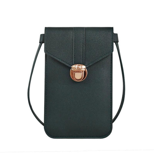 Touch Screen Crossbody Phone Bag with Clear Window PU Leather Wallet Purse - Grey V528-CLEARPURSE-DARKGREY-0281