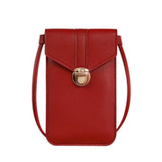 Touch Screen Crossbody Phone Bag with Clear Window PU Leather Wallet Purse - Red V528-CLEARPURSE-WINERED-3159