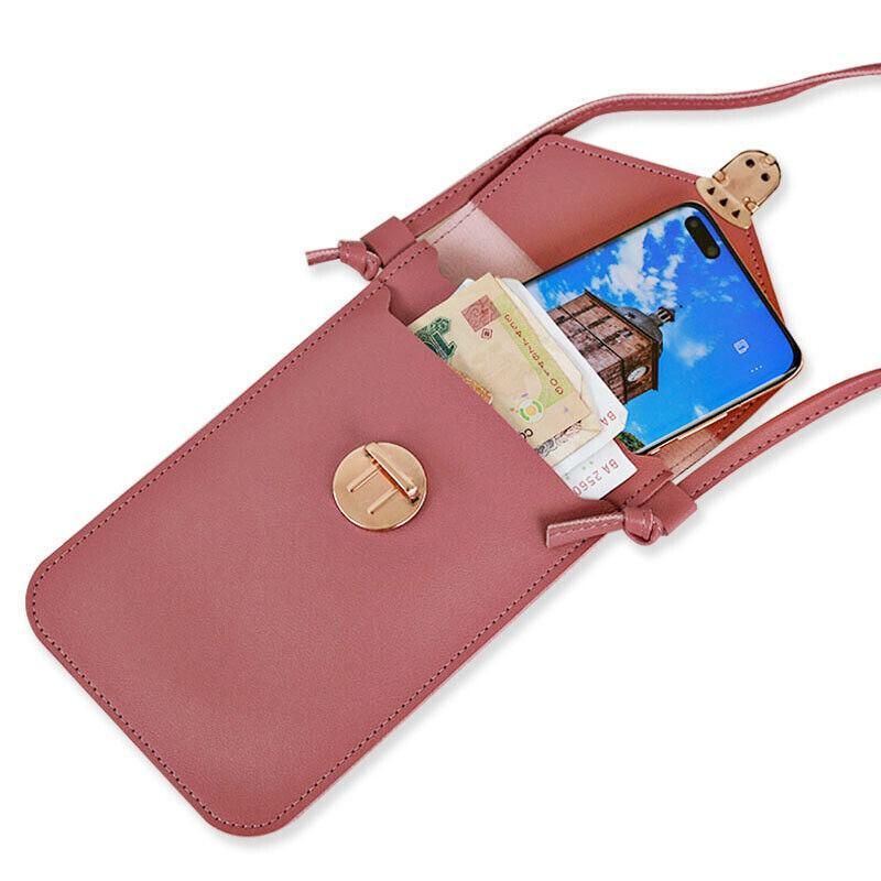 Touch Screen Crossbody Phone Bag with Clear Window PU Leather Wallet Purse - Red V528-CLEARPURSE-WINERED-3159