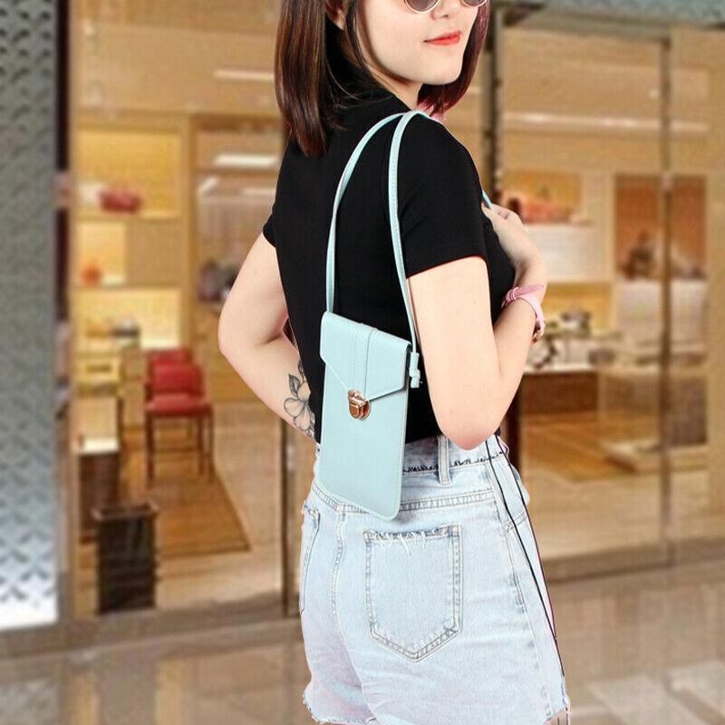 Touch Screen Crossbody Phone Bag with Clear Window PU Leather Wallet Purse - Red V528-CLEARPURSE-WINERED-3159