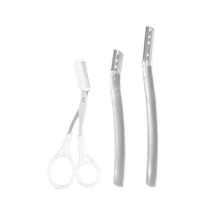 3Pcs Eyebrow Razor Set Facial Hair Remover Dermaplaning Shaving Tool Kit - Clear eyebrow*2+ Scissor comb V528-CLEARRAZOR-2SCISSOR46022