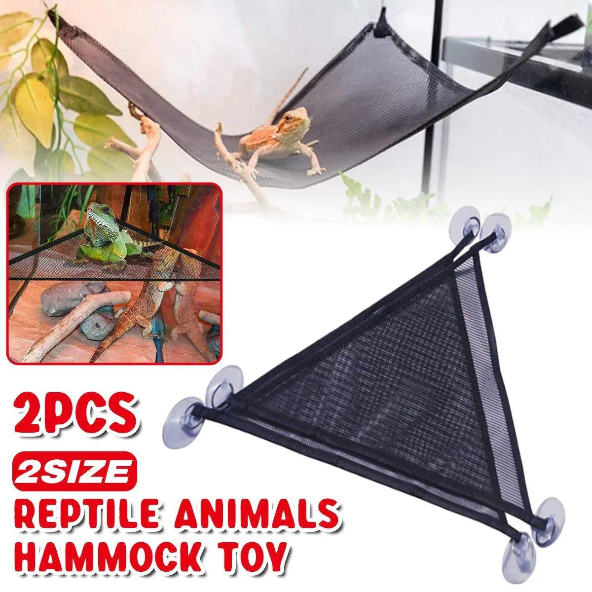 2x Reptile Hammock for Small Large Bearded Dragon Lizard Reptile Snakes Black - Small V528-CLIMBING-NET-2PCS-33-33-33-799589