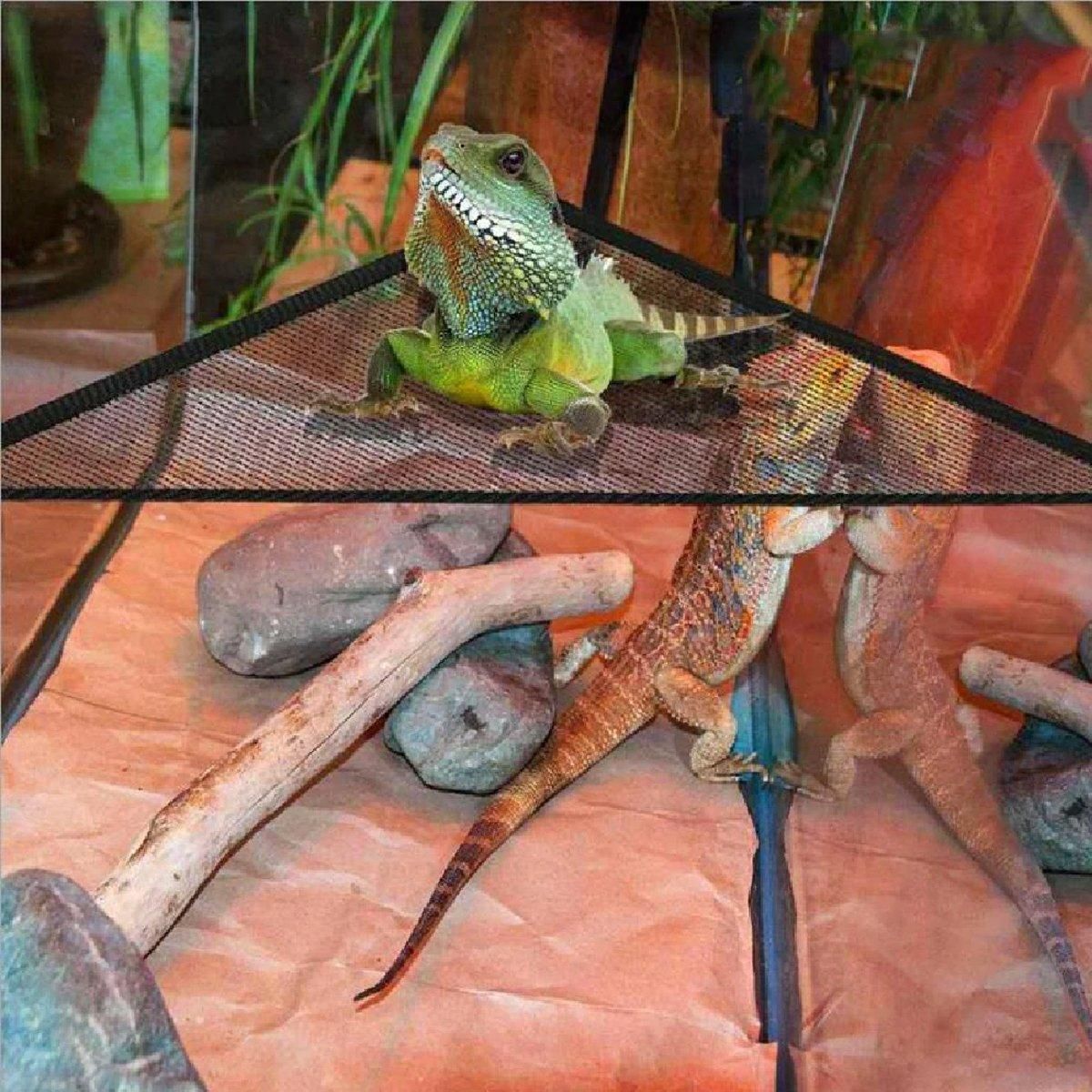 2x Reptile Hammock for Small Large Bearded Dragon Lizard Reptile Snakes Black - Small V528-CLIMBING-NET-2PCS-33-33-33-799589