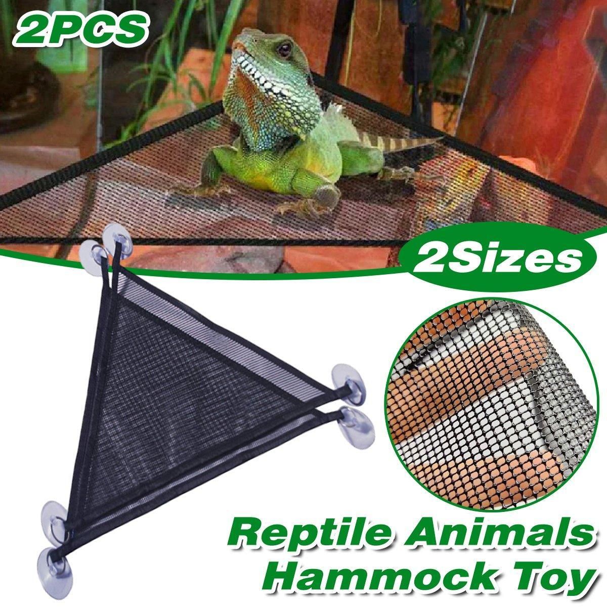 2x Reptile Hammock for Small Large Bearded Dragon Lizard Reptile Snakes Black - Small V528-CLIMBING-NET-2PCS-33-33-33-799589