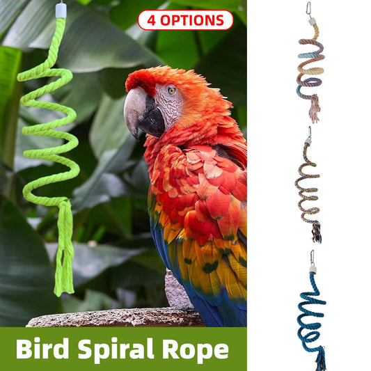 Bird Climbing Rope Toy Cotton Spiral Ladder Parrot Cage Hanging Swing Pet Toy - Green V528-CLIMBING-ROPE-GREEN-584710