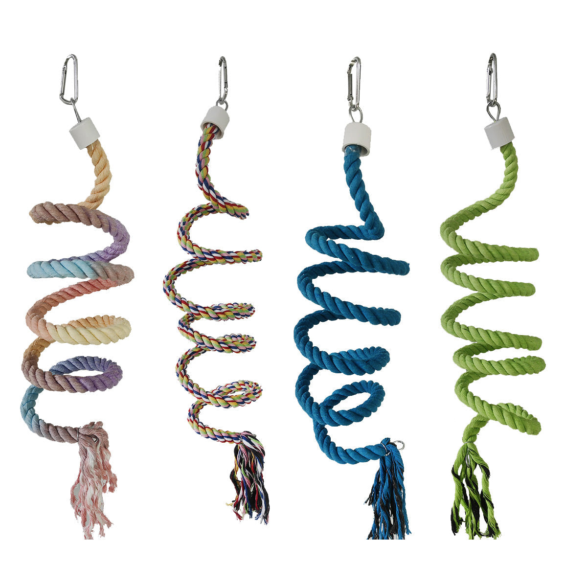 Bird Climbing Rope Toy Cotton Spiral Ladder Parrot Cage Hanging Swing Pet Toy - Gradient colour V528-CLIMBING-ROPE-JBS-330880