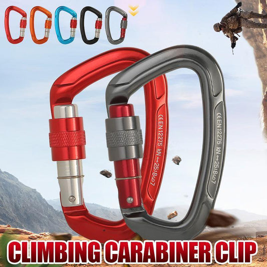 25KN Screwgate Locking Rock Climbing Carabiner Clip Aluminum D Ring Hook Buckle - Black V528-CLIMBINGDRINGBUCKLE-BLACK-640690