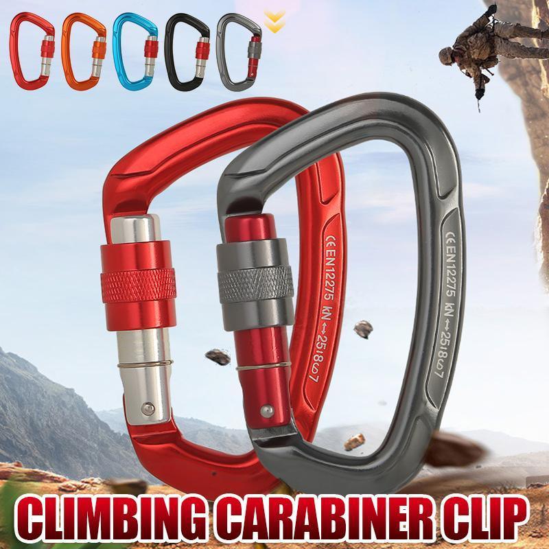 25KN Screwgate Locking Rock Climbing Carabiner Clip Aluminum D Ring Hook Buckle - Red V528-CLIMBINGDRINGBUCKLE-RED-562191