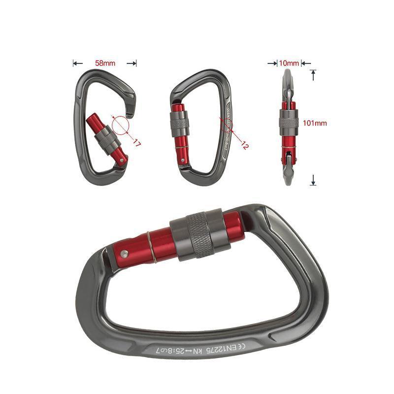 25KN Screwgate Locking Rock Climbing Carabiner Clip Aluminum D Ring Hook Buckle - Red V528-CLIMBINGDRINGBUCKLE-RED-562191