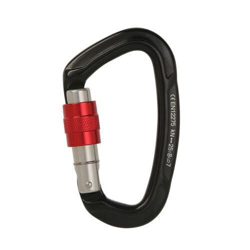 25KN Screwgate Locking Rock Climbing Carabiner Clip Aluminum D Ring Hook Buckle - Red V528-CLIMBINGDRINGBUCKLE-RED-562191