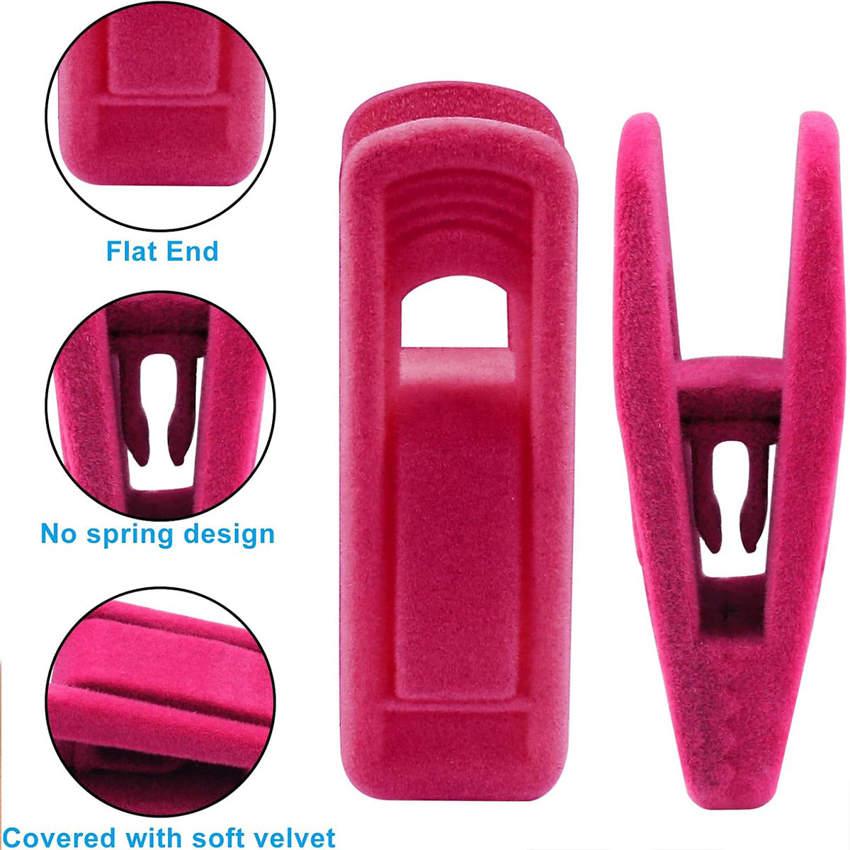 Clothes Drying Clips 20 Pack Velvet Flocking Trouser Pegs Hanger Grip Clamp Set - Grey V528-CLIP-20PCS-GREY-725301