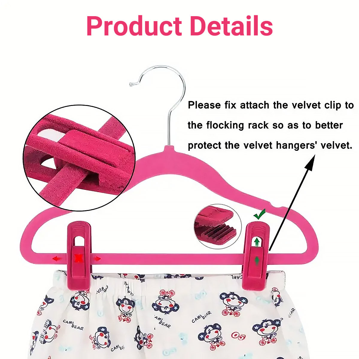 Clothes Drying Clips 20 Pack Velvet Flocking Trouser Pegs Hanger Grip Clamp Set - Rose Red V528-CLIP-20PCS-ROSE-RED-648510