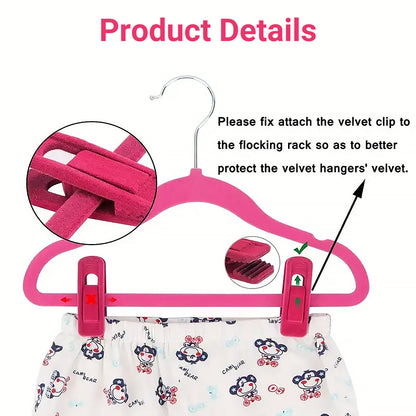 Clothes Drying Clips 20 Pack Velvet Flocking Trouser Pegs Hanger Grip Clamp Set - Rose Red V528-CLIP-20PCS-ROSE-RED-648510