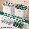 24pcs Clothes Pegs with Storage Basket Laundry Sock Clips Non Slip Drying Hanger - Green V528-CLIP-24PCS-GREEN-853756