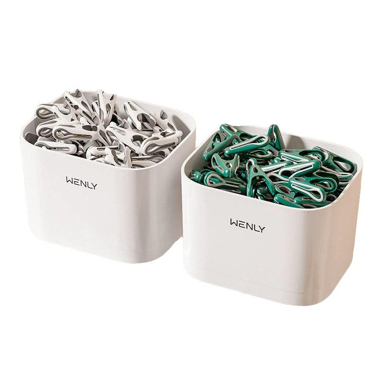 24pcs Clothes Pegs with Storage Basket Laundry Sock Clips Non Slip Drying Hanger - Green V528-CLIP-24PCS-GREEN-853756
