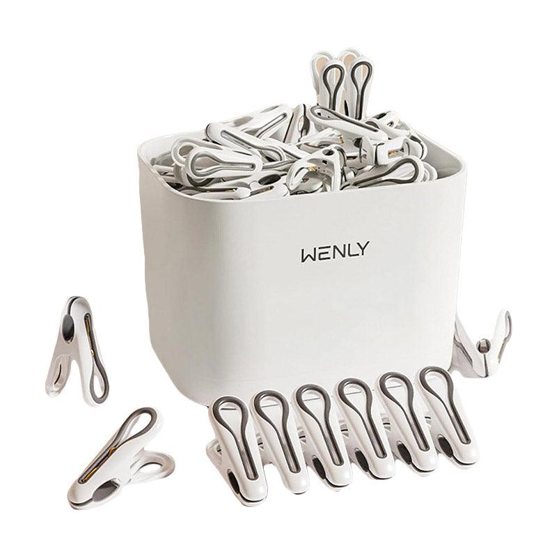 24pcs Clothes Pegs with Storage Basket Laundry Sock Clips Non Slip Drying Hanger - Green V528-CLIP-24PCS-GREEN-853756