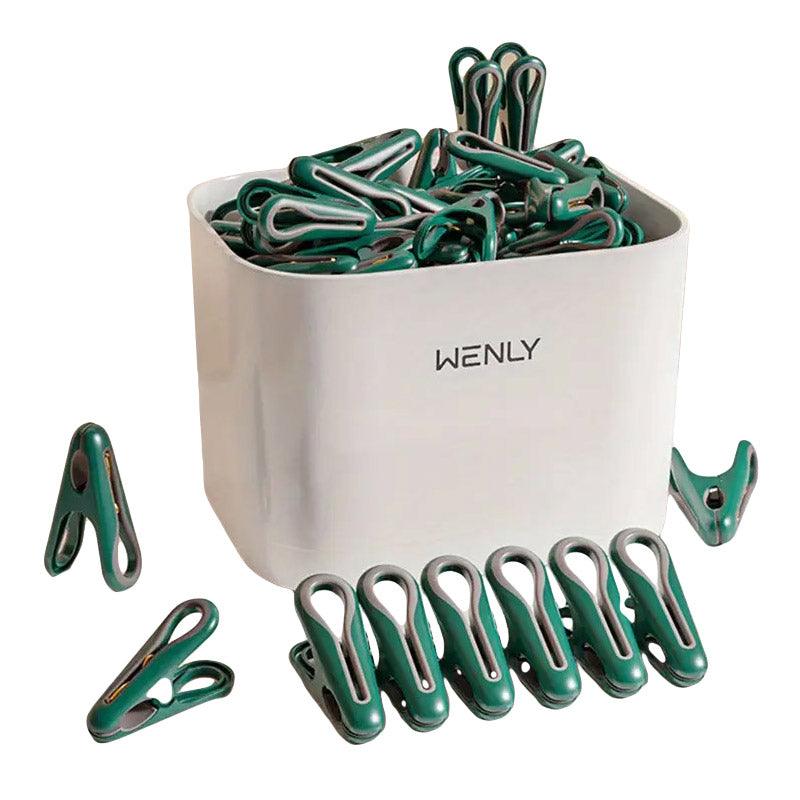 24pcs Clothes Pegs with Storage Basket Laundry Sock Clips Non Slip Drying Hanger - Green V528-CLIP-24PCS-GREEN-853756