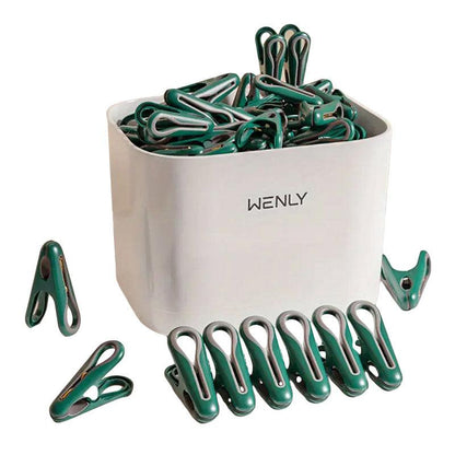 24pcs Clothes Pegs with Storage Basket Laundry Sock Clips Non Slip Drying Hanger - Green V528-CLIP-24PCS-GREEN-853756