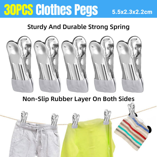 30pcs Multi Functional Stainless Steel Clothes Drying Clips Windproof Clips V528-CLIP-30PCS-GREY-780227