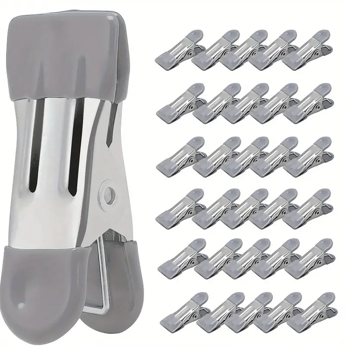 30pcs Multi Functional Stainless Steel Clothes Drying Clips Windproof Clips V528-CLIP-30PCS-GREY-780227
