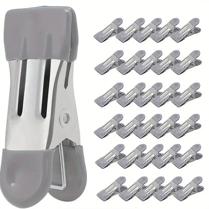 30pcs Multi Functional Stainless Steel Clothes Drying Clips Windproof Clips V528-CLIP-30PCS-GREY-780227