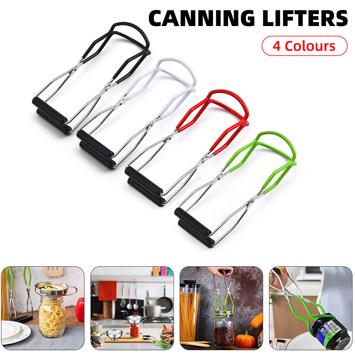 Stainless Steel Canning Jar Lifter Anti-Slip Lifting Tongs Gripper Anti-scalding - Green V528-CLIP-GREEN-135833