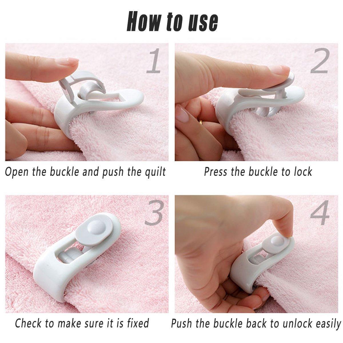10/20pcs Quilt Retainer Cover Clips Invisible Needle-Free Thumb Buckle Bedding - Pink+Green-20PCS V528-CLIP-PINK-GREEN-20PCS-436289