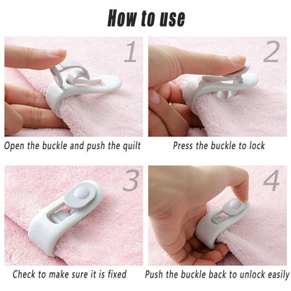 10/20pcs Quilt Retainer Cover Clips Invisible Needle-Free Thumb Buckle Bedding - Pink+Purple-20PCS V528-CLIP-PINK-PURPLE-20PCS-501607