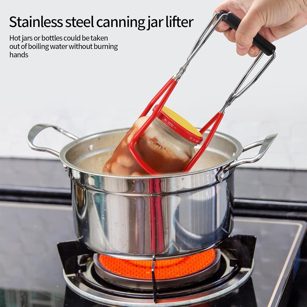 Stainless Steel Canning Jar Lifter Anti-Slip Lifting Tongs Gripper Anti-scalding - White V528-CLIP-WHITE-165223