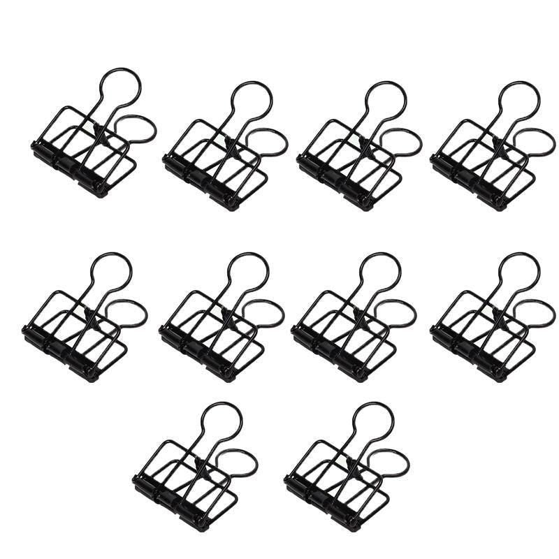 Solid Color Hollow Out Swallowtail Metal Binder Bookmark Clips Office Supplies - Black V528-CLIPB-BLACK-10PCS-333255
