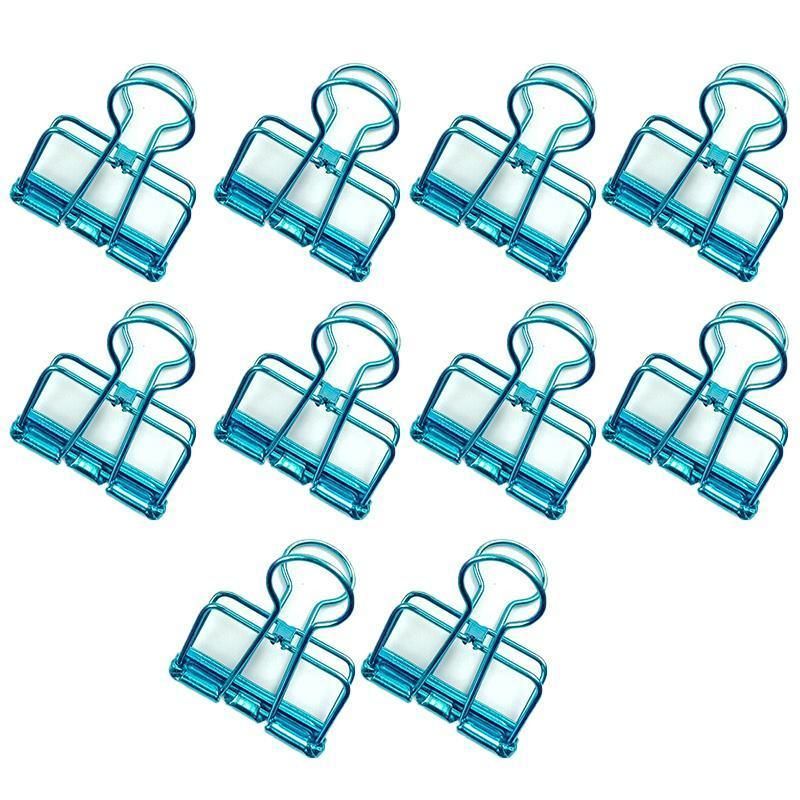 Solid Color Hollow Out Swallowtail Metal Binder Bookmark Clips Office Supplies - Blue V528-CLIPB-BLUE-10PCS-931409