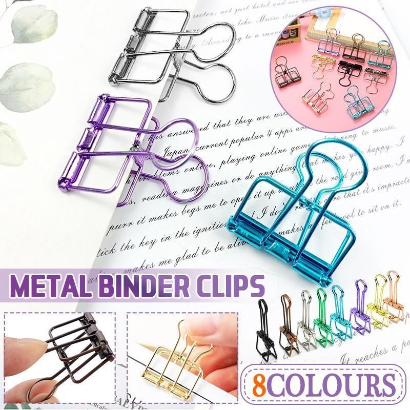 Solid Color Hollow Out Swallowtail Metal Binder Bookmark Clips Office Supplies - Blue V528-CLIPB-BLUE-10PCS-931409