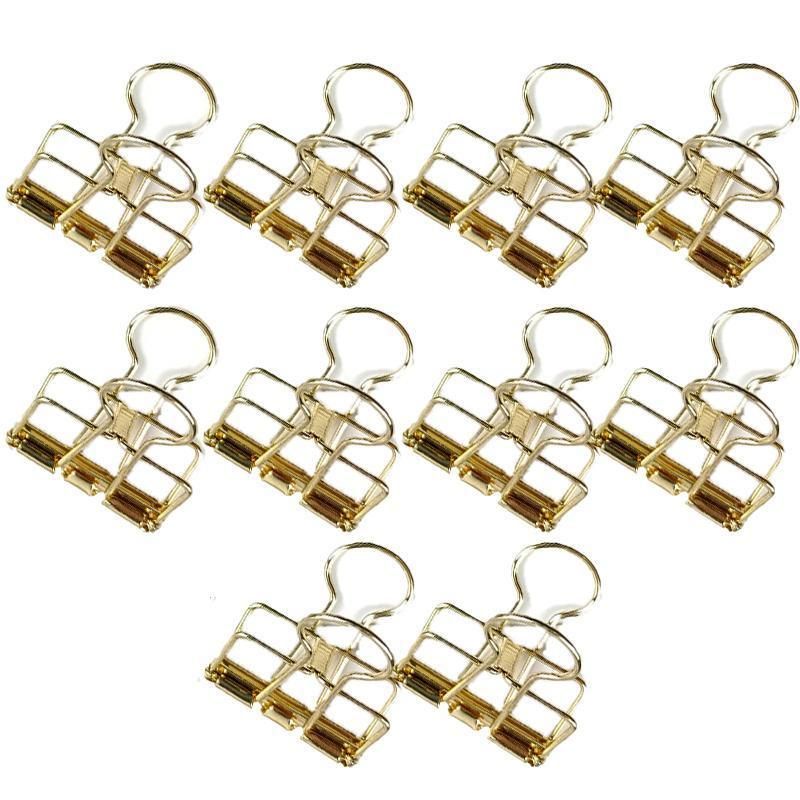 Solid Color Hollow Out Swallowtail Metal Binder Bookmark Clips Office Supplies - Gold V528-CLIPB-GOLD-10PCS-614329
