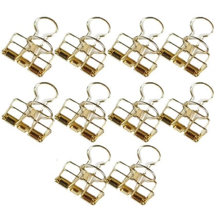 Solid Color Hollow Out Swallowtail Metal Binder Bookmark Clips Office Supplies - Gold V528-CLIPB-GOLD-10PCS-614329