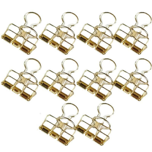 Solid Color Hollow Out Swallowtail Metal Binder Bookmark Clips Office Supplies - Gold V528-CLIPB-GOLD-10PCS-614329