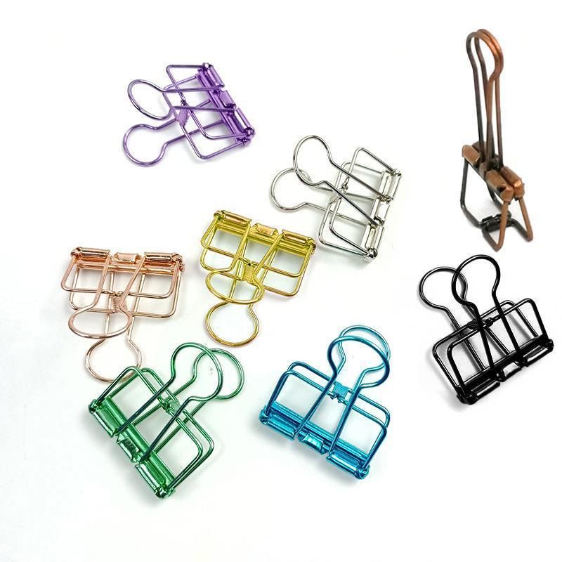 Solid Color Hollow Out Swallowtail Metal Binder Bookmark Clips Office Supplies - Gold V528-CLIPB-GOLD-10PCS-614329
