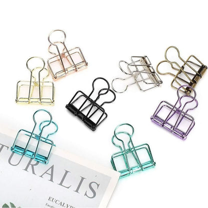 Solid Color Hollow Out Swallowtail Metal Binder Bookmark Clips Office Supplies - Gold V528-CLIPB-GOLD-10PCS-614329